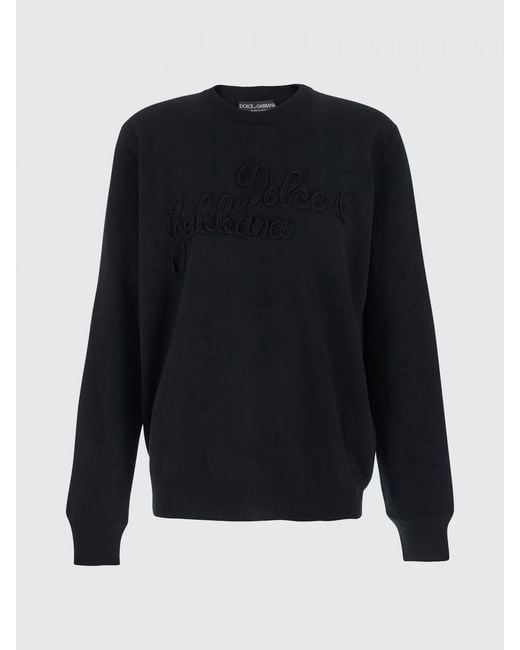 Dolce & Gabbana Blue Dolce &Amp Gabbana Pure Virgin Wool Crew-Neck Sweater With Lettering Logo for men