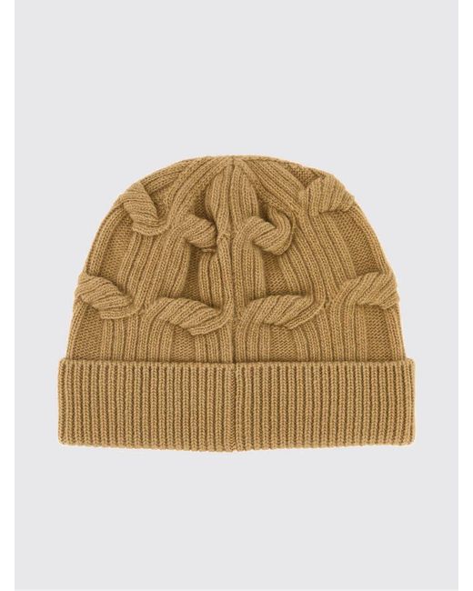 Stella McCartney Natural Ribbed Wool Hat With Woven Inlay