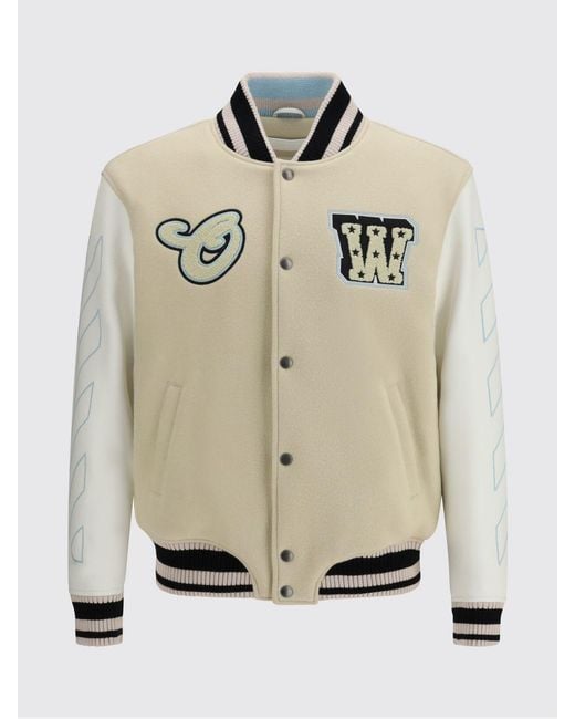 Off-White c/o Virgil Abloh Natural Wool Blend Varsity Jacket for men