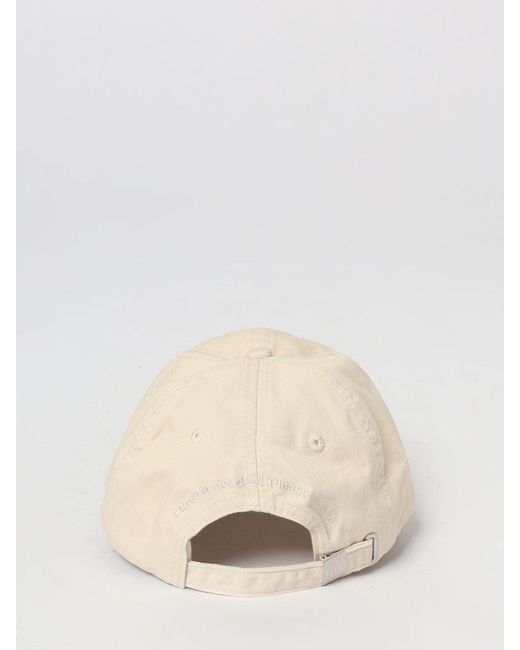 Ganni Natural Cotton Twill Hat With Embroidered Logo