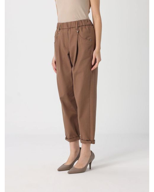 Brunello Cucinelli Natural Cropped Stretch Cotton Trousers