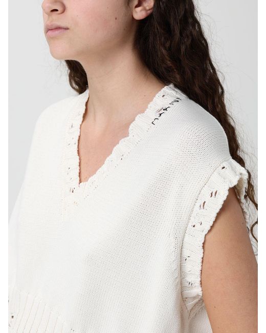 Marni White Cotton Distressed Effect Vest