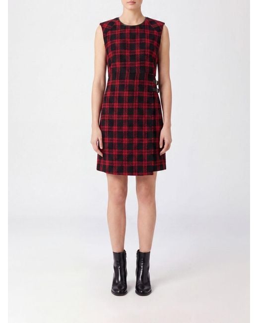Pinko Red Amaranda Tartan Pattern Mini Wrap Dress