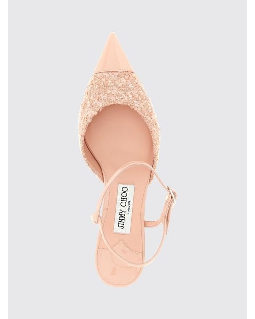 Jimmy Choo Pink Aren Tweed And Patent Leather Slingback