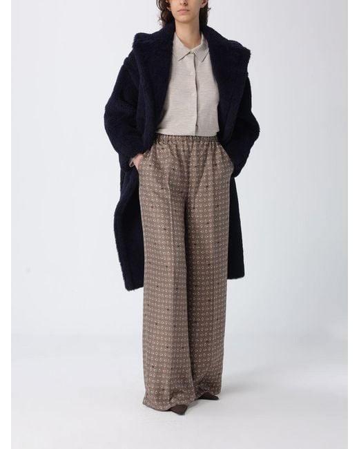 Max Mara Brown Printed Silk Palazzo Trousers