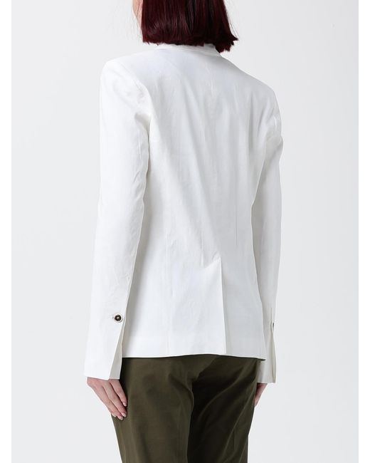 Pinko White Single-Breasted Linen Blend Blazer