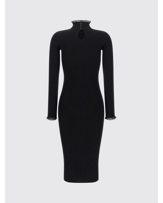Elisabetta Franchi Blue Slim Fit Turtleneck Midi Knit Dress