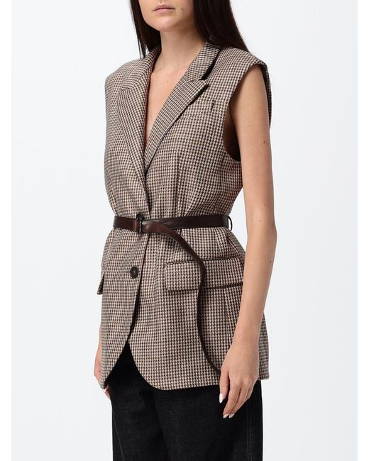 Brunello Cucinelli Gray Single-Breasted Houndstooth Virgin Wool Tailored Vest
