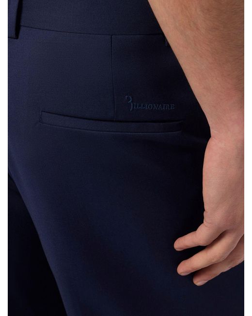 Billionaire Blue Virgin Wool Tailored Trousers for men