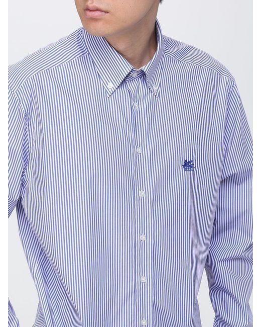 Etro Purple Striped Cotton Shirt Fendi for men