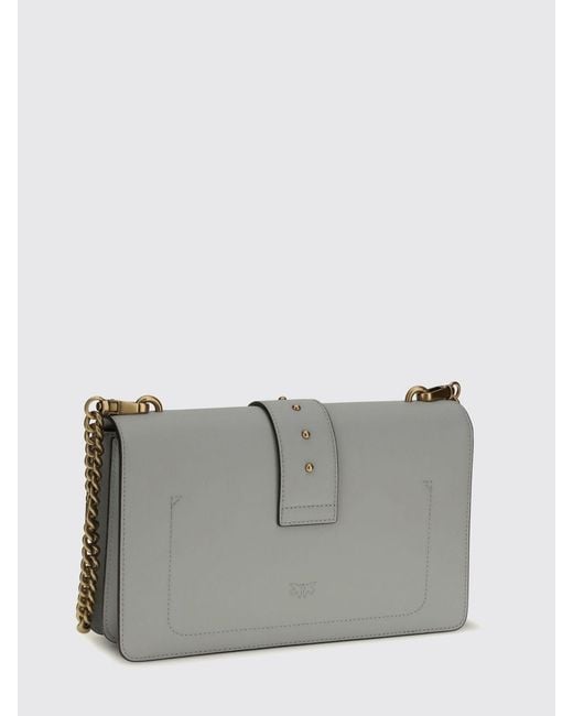 Pinko Gray Love One Classic Leather Bag
