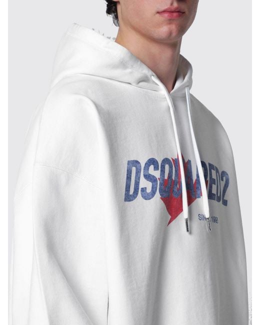 DSquared² Baumwoll-Kapuzenpullover Mit Logo in White für Herren