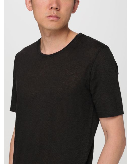 T-shirt basic di 120% Lino in Black da Uomo