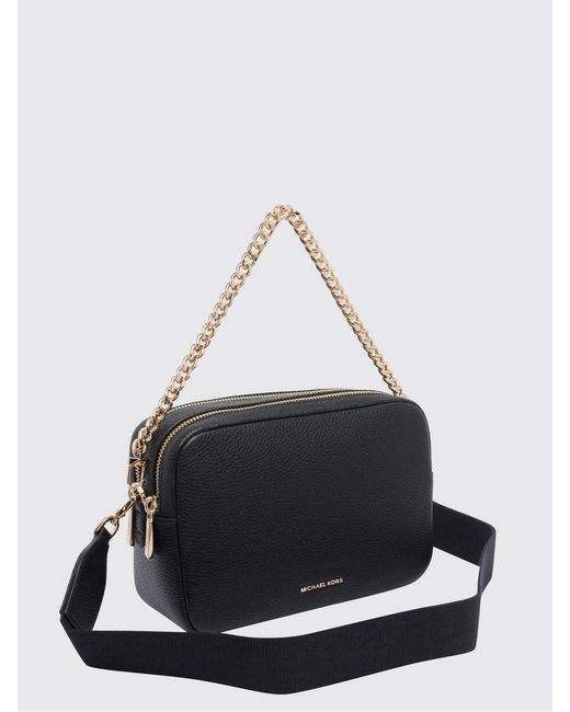 Michael Kors Black Bryant Pebbled Leather Crossbody Bag With Chain Handle