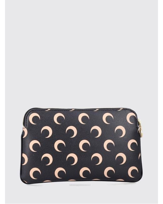 MARINE SERRE Gray Crescent Moon Leather Clutch
