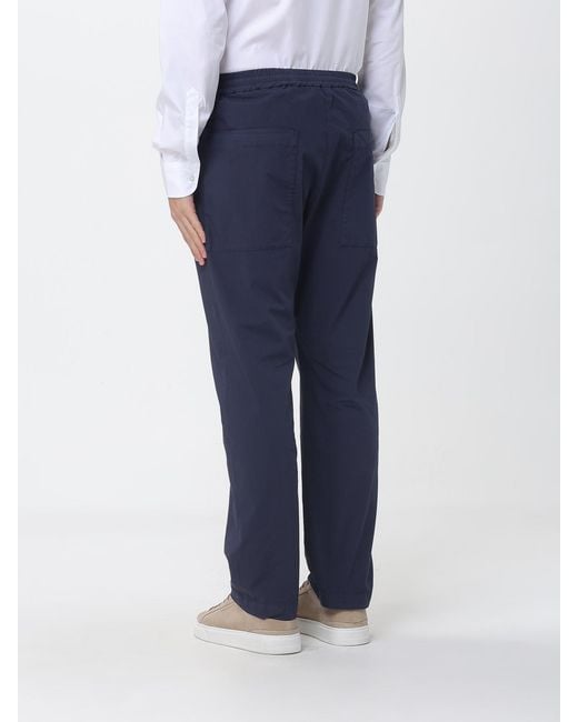 Barena Blue Stretch Cotton Straight Trousers for men