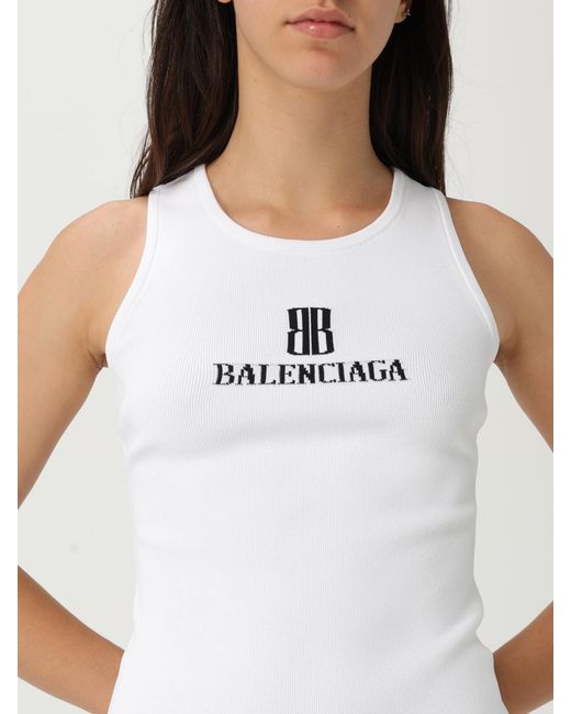 Balenciaga White Logo Motif Tank Top