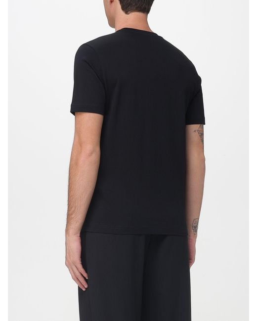 Emporio Armani Black Cotton T-Shirt With Flocked Logo for men