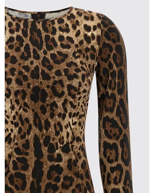 Dolce & Gabbana Brown Dolce &Amp Gabbana Long-Sleeved A-Line Midi Dress