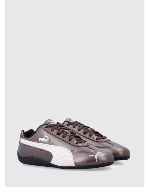 PUMA White Speedcat Laminated Leather Sneakers for men