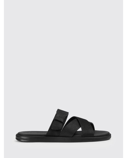 Doucal's Black Grained Leather Sandals for men