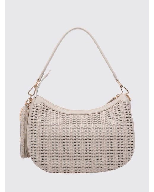 La Carrie Natural Woven Shoulder Bag With Tassels And Removable Pouch