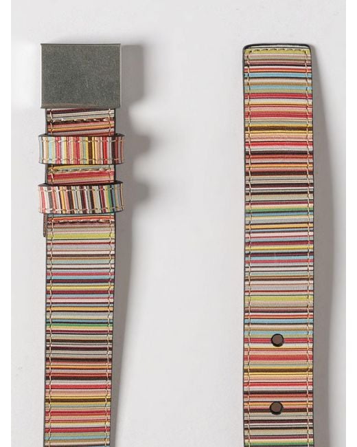 Paul Smith Multicolor Signature Stripes Printed Leather Belt for men