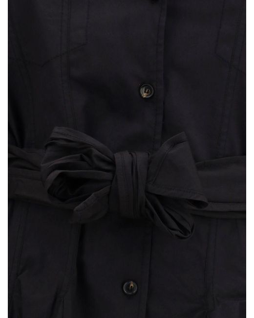 Ganni Blue Stretch Cotton Chemisier Dress