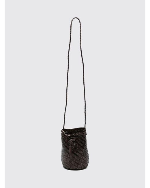 Dragon Diffusion White Pompom Double Jump Woven Leather Bag
