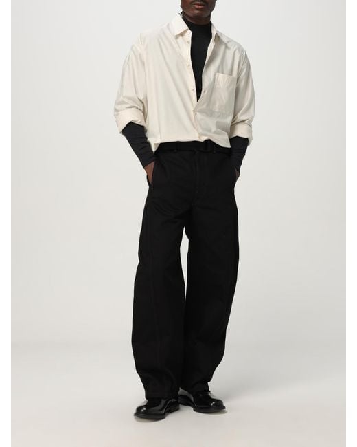 Lemaire Black Cotton Trousers for men