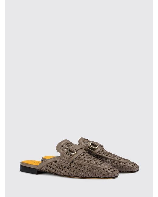 Doucal's Brown Braided Leather Mules