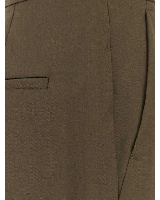 Max Mara Brown Mid-Rise Straight-Leg Tailored Linen-Blend Trousers