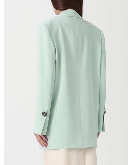 Pinko Green Single-Breasted Blazer With Rose Buttons
