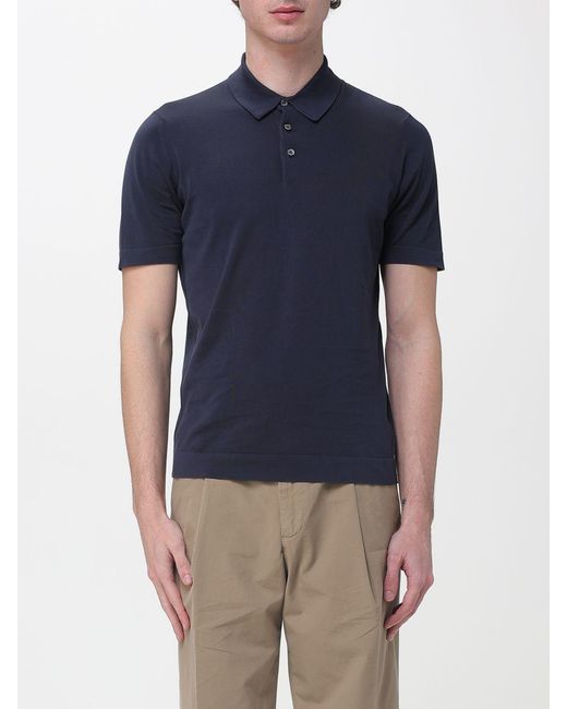 Drumohr Blue Cotton Polo Shirt for men