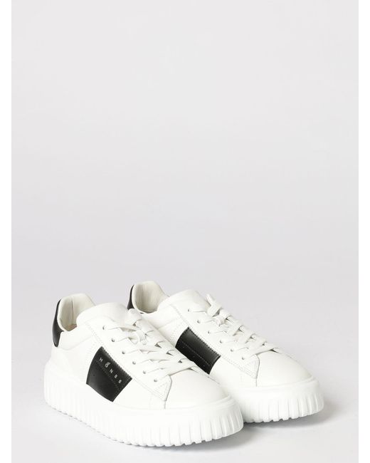 Hogan White H-Stripes Leather Sneakers for men