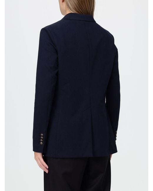 Circolo 1901 Blue Double-Breasted Cotton Blazer With Metallic Buttons