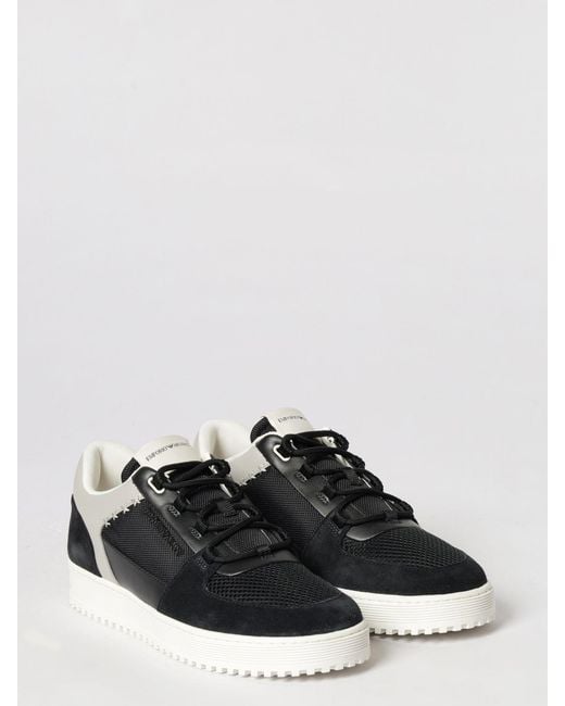 Emporio Armani White Mesh And Suede Sneakers for men