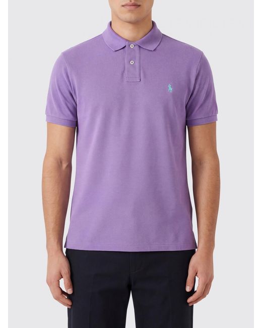 Polo Ralph Lauren Purple Basic Cotton Polo Shirt With Pony Logo for men