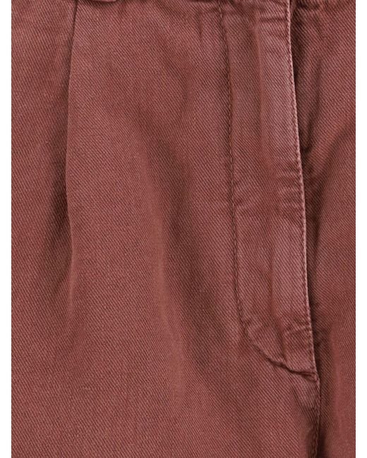Brunello Cucinelli Red Cotton And Linen Blend Shorts