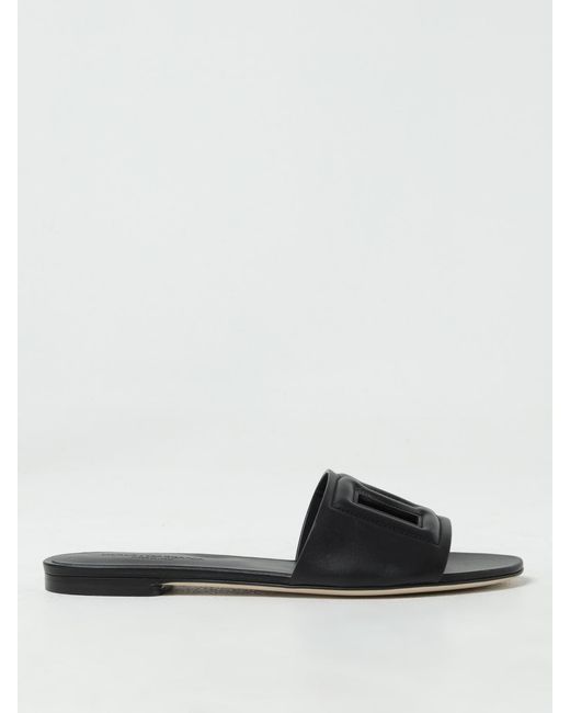 Dolce & Gabbana White Bianca Logo Leather Slides