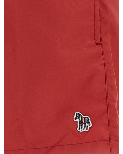 Paul Smith Red Recycled Polyester Swim Trunks for men