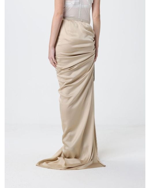 Rick Owens Natural Long Asymmetric Skirt