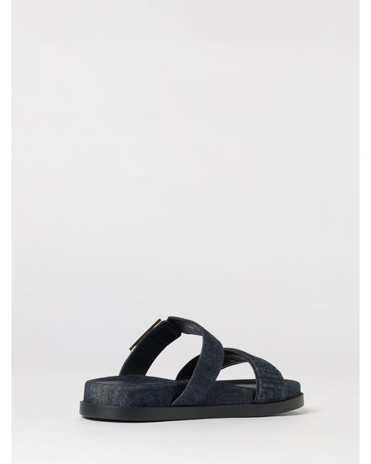 Fendi White Feel Denim Sandals With Ff Jacquard Monogram