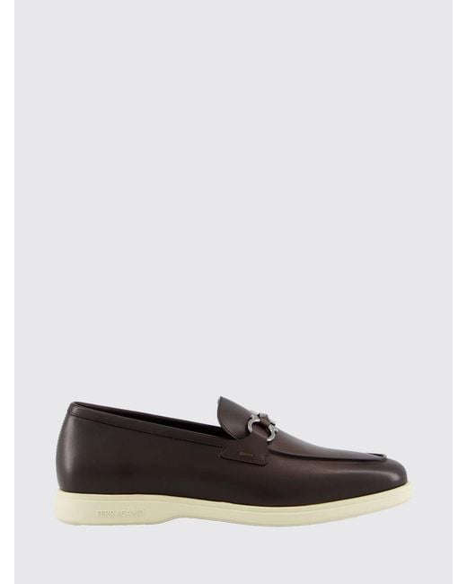 Ferragamo White Gancini Leather Loafers for men
