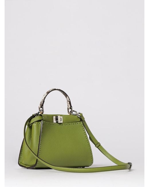 Fendi Green Peekaboo Roman Leather Bag