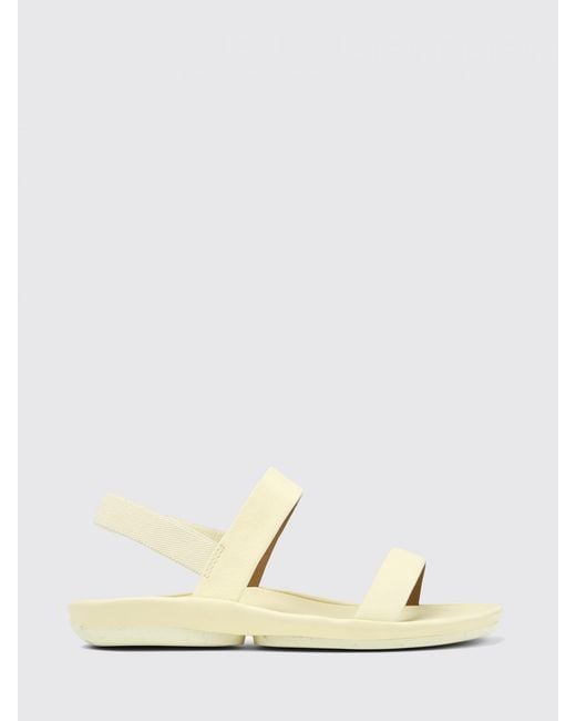 Camper Natural Right Isla Leather Low-Heeled Slingback Sandals With Open Toe