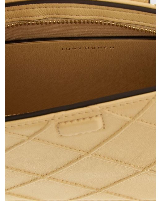 Tory Burch Natural Fleming Quilted Nappa Leather Wallet Bag