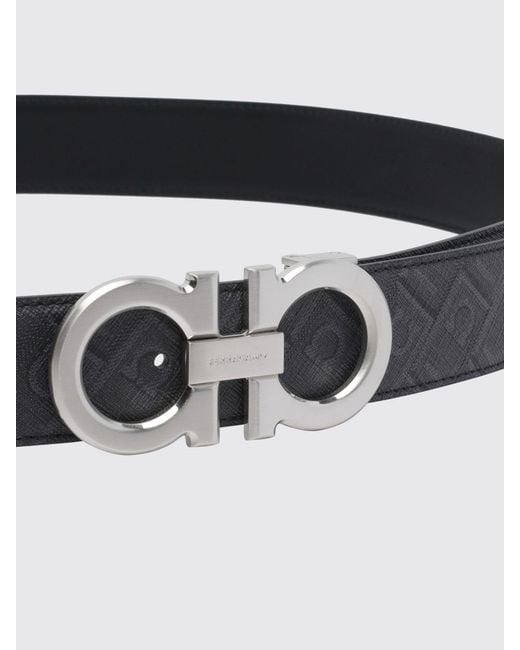 Ferragamo White Gancini Leather Belt for men