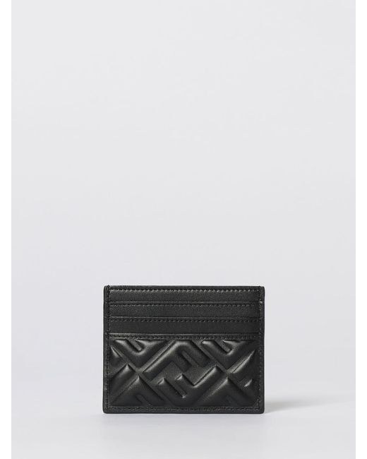 Fendi White Ff Baguette Lambskin Card Holder
