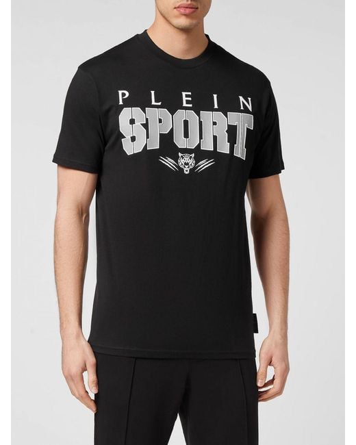 Philipp Plein Black Slim Fit Cotton T-Shirt With Contrast Printed Logo for men